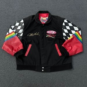 VTG 90s Jeff Hamilton Jeff Gordon DuPont Racing Leather Jacket Made in USA Large